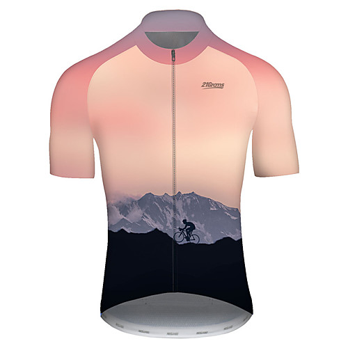 

21Grams Men's Short Sleeve Cycling Jersey Nylon BluePink Gradient Bike Jersey Top Mountain Bike MTB Road Bike Cycling Quick Dry Breathable Sports Clothing Apparel / Micro-elastic