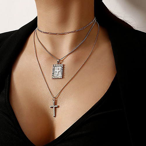 

Women's Boys' Pendant Necklace Stacking Stackable Cross Punk Chrome Iron Gold Silver 30 cm Necklace Jewelry For Street