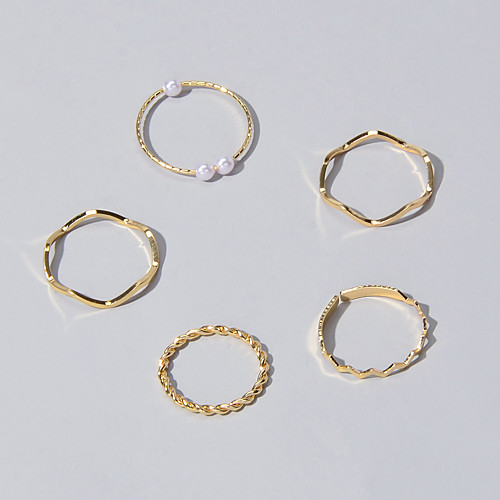 

Women's Ring 5pcs Gold Alloy Round Statement Holiday Trendy Wedding Party Evening Jewelry Vertical / Gold bar Wearable