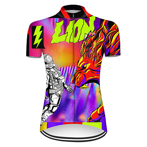 

21Grams Women's Short Sleeve Cycling Jersey Nylon Polyester Black / Red Dragon Funny Astronaut Bike Jersey Top Mountain Bike MTB Road Bike Cycling Breathable Quick Dry Ultraviolet Resistant Sports