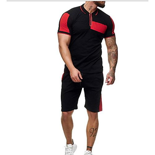 

Men's Color Block Set Basic Daily White / Red / Orange / Gray
