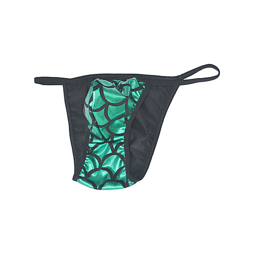 

Men's Print Briefs Underwear - Normal Low Waist Black Green One-Size