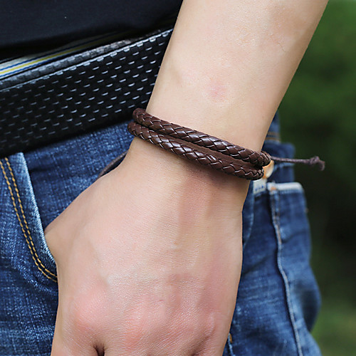 

Couple's Vintage Bracelet Loom Bracelet Braided Vintage Theme Holiday Punk Casual / Sporty Leather Bracelet Jewelry Brown For Gift Formal Date Birthday Festival