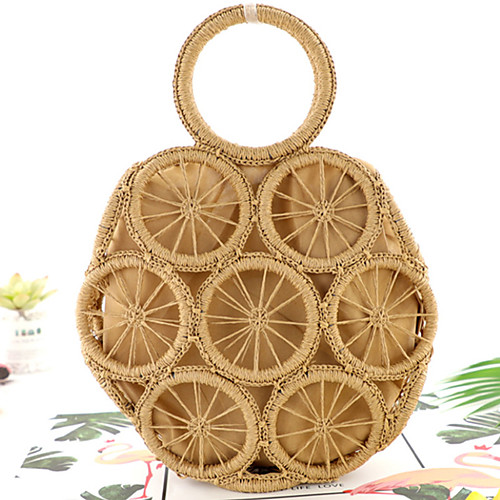 

Women's Hollow-out Straw Top Handle Bag Handbags Solid Color Brown / Beige