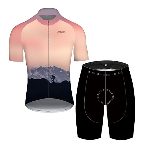 

21Grams Men's Short Sleeve Cycling Jersey with Shorts Red / Yellow Bike Breathable Sports Patterned Mountain Bike MTB Road Bike Cycling Clothing Apparel / Stretchy