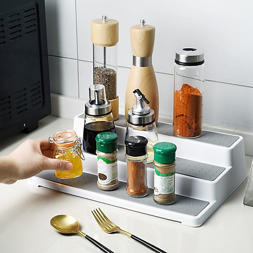 

3-Tier Spice Rack Plastic Waterproof and Non Skid Multifunctional Shelf for Kitchen