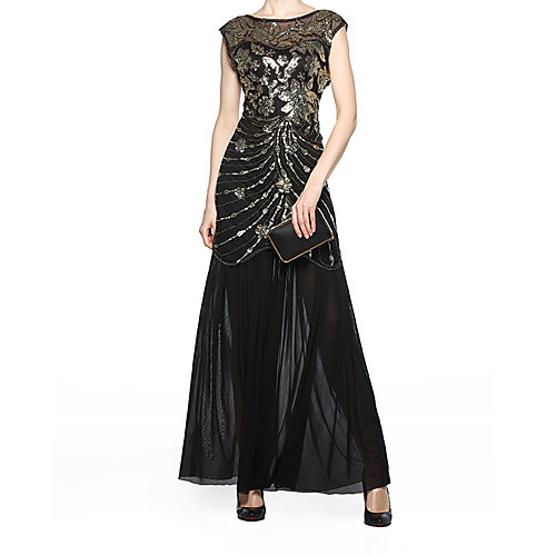 

The Great Gatsby Roaring 20s Vintage 1920s Flapper Dress Women's Sequins Sequin Costume Black Vintage Cosplay Party Prom