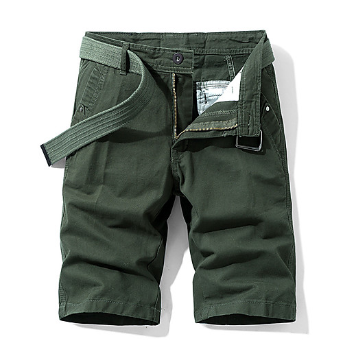 

Men's Sporty Basic Going out Weekend Shorts Pants - Solid Colored Patterned Black Army Green Khaki US34 / UK34 / EU42 / US36 / UK36 / EU44 / US40 / UK40 / EU48