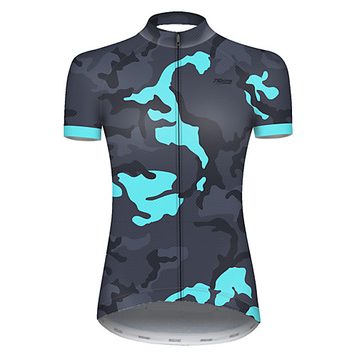 

21Grams Women's Short Sleeve Cycling Jersey Nylon Polyester Navy Patchwork Camo / Camouflage Bike Jersey Top Mountain Bike MTB Road Bike Cycling Breathable Quick Dry Ultraviolet Resistant Sports