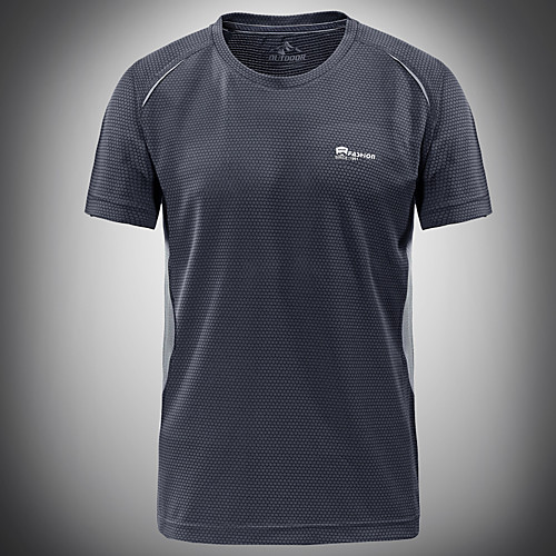 

Men's Hiking Tee shirt Short Sleeve Outdoor Stretchy Sweat-wicking Comfortable Tee / T-shirt Summer Polyester Dark Grey White Light Grey