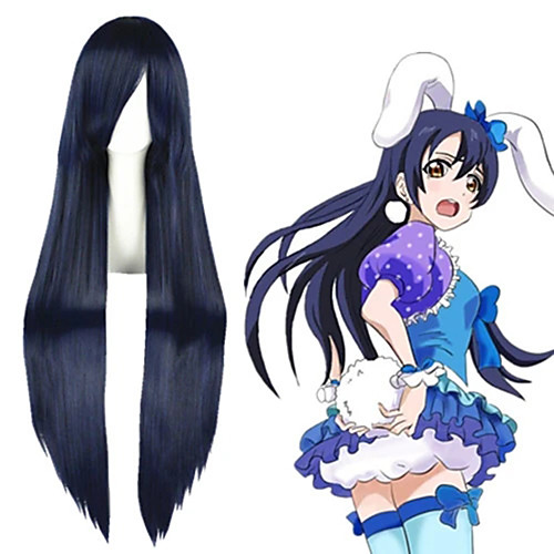 

Cosplay Costume Wig Cosplay Wig Umi Sonoda Love Live Straight Cosplay Asymmetrical With Bangs Wig Very Long Blue Synthetic Hair 40 inch Women's Anime Cosplay Best Quality Blue