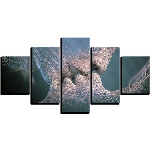 

Abstract Kiss Love Pictures 5 Panels Canvas Paintings Wall Art Stretched Prints and Poster for Bedroom Home Decor Interior