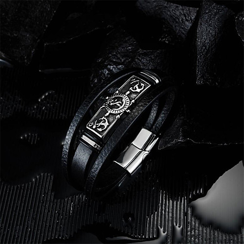 

Men's Chain Bracelet Classic Flower Fashion Leather Bracelet Jewelry Silver For Anniversary Gift / Titanium Steel