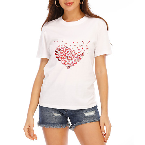 

Women's T-shirt Graphic Tops - Print Round Neck Basic Daily Summer White S M L XL 2XL 3XL 4XL