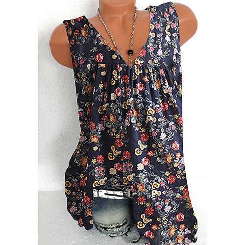 

Women's Tank Top Floral Tops V Neck Daily Summer Black S M L XL 2XL 3XL 4XL 5XL