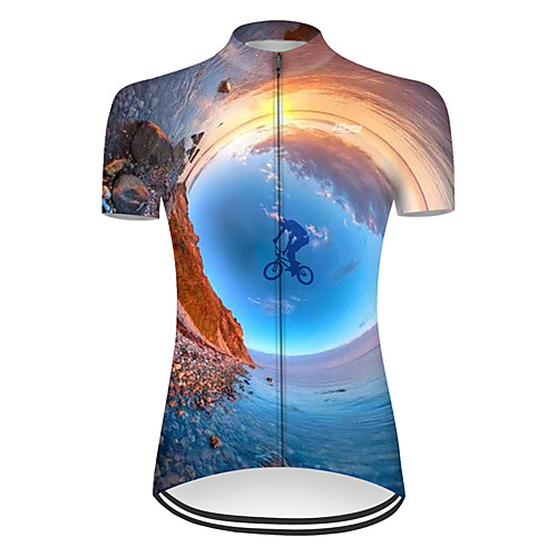 

21Grams Women's Short Sleeve Cycling Jersey Nylon BlueYellow Gradient 3D Bike Jersey Top Mountain Bike MTB Road Bike Cycling Breathable Quick Dry Sports Clothing Apparel / Micro-elastic