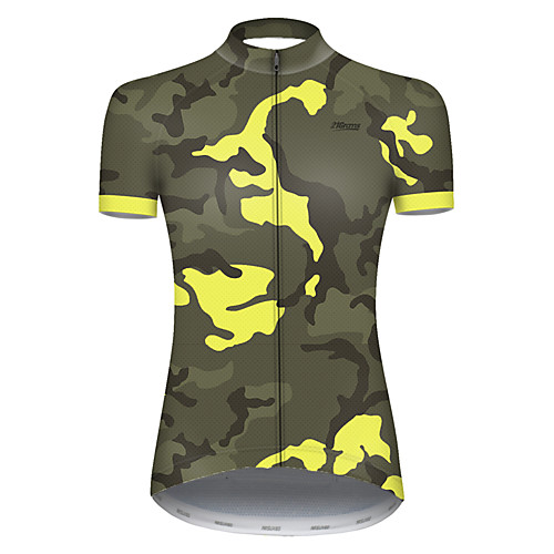

21Grams Women's Short Sleeve Cycling Jersey Nylon Polyester Camouflage Patchwork Camo / Camouflage Bike Jersey Top Mountain Bike MTB Road Bike Cycling Breathable Quick Dry Ultraviolet Resistant Sports