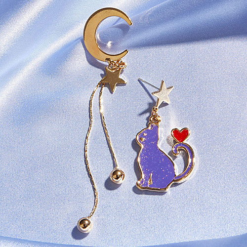 

Women's Drop Earrings Earrings Classic Cat Moon Star Simple Cartoon Trendy Fashion Cute Earrings Jewelry Gold For Wedding Party Evening Gift Birthday Beach 1 Pair