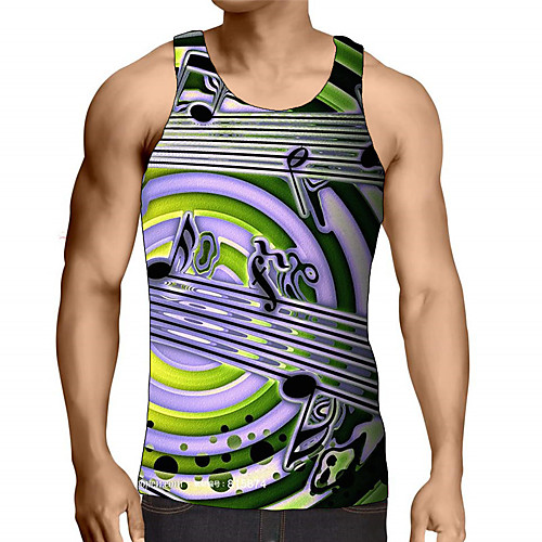 

Men's Graphic Print Tank Top Street chic Exaggerated Daily Going out Rainbow