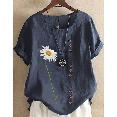 

Women's T-shirt Graphic Tops Round Neck Daily Summer Blue Army Green M L XL 2XL 3XL 4XL 5XL