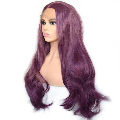 

Violet Purple Natural Wave Synthetic Lace Front Wig Daily Wearing For Women