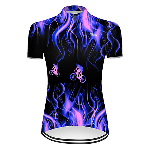 

21Grams Women's Short Sleeve Cycling Jersey Nylon Black / Blue Patchwork Lightning Gradient Bike Jersey Top Mountain Bike MTB Road Bike Cycling Quick Dry Breathable Sports Clothing Apparel / 3D