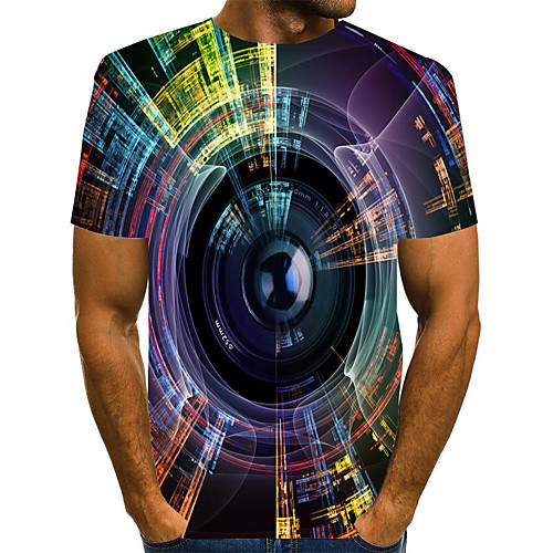 

Men's Graphic Print T-shirt Street chic Exaggerated Daily Going out Rainbow