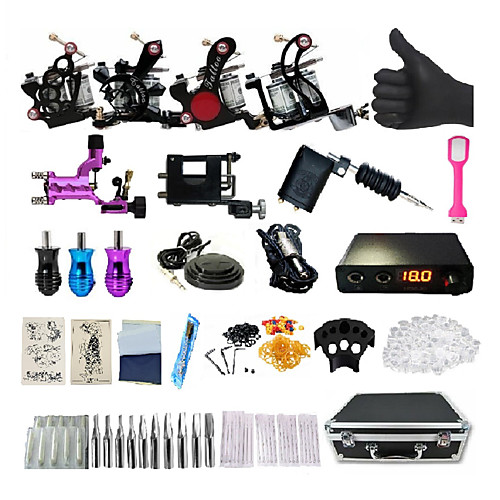 

BaseKey Professional Tattoo Kit Tattoo Machine - 7 pcs Tattoo Machines, Professional / New Aluminum Alloy 18 W Rotary Tattoo Machine / Coil Tattoo Machine / Case Included