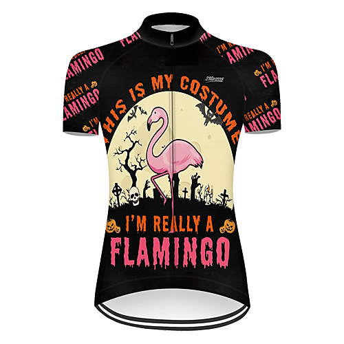 

21Grams Women's Short Sleeve Cycling Jersey Nylon Polyester Black / Red Flamingo Animal Funny Bike Jersey Top Mountain Bike MTB Road Bike Cycling Breathable Quick Dry Ultraviolet Resistant Sports