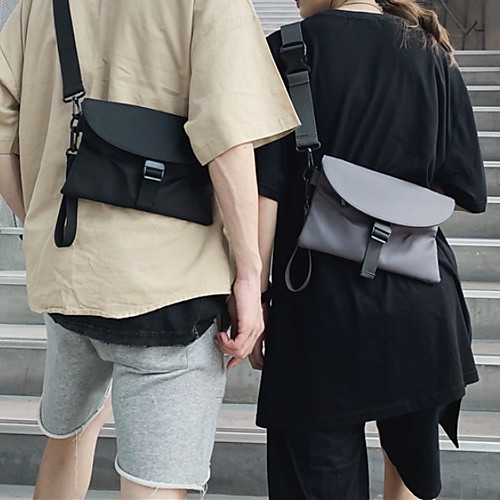 

Unisex Nylon Crossbody Bag Solid Color Black / Purple / Gray