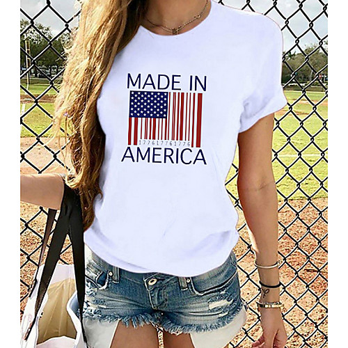 

Women's T-shirt Graphic Tops - Print Round Neck Basic Daily Spring Summer White XS S M L XL 2XL 3XL 4XL