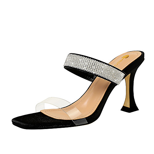 

Women's Sandals Spring / Summer Pumps Open Toe Sexy Party & Evening Rhinestone Solid Colored Silk Black / Red / Green