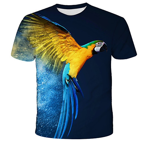 

Men's T shirt Graphic Animal Print Short Sleeve Daily Tops Streetwear Exaggerated Blue