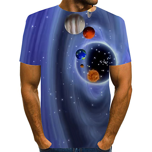 

Men's Galaxy Graphic Space Print T-shirt Street chic Exaggerated Daily Going out Rainbow