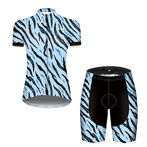 

21Grams Women's Short Sleeve Cycling Jersey with Shorts Black / Blue Camo / Camouflage Bike Breathable Sports Patterned Mountain Bike MTB Road Bike Cycling Clothing Apparel / Stretchy