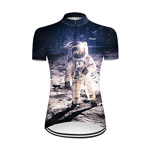 

21Grams Women's Short Sleeve Cycling Jersey Nylon Polyester Blue / White 3D Astronaut Bike Jersey Top Mountain Bike MTB Road Bike Cycling Breathable Quick Dry Ultraviolet Resistant Sports Clothing