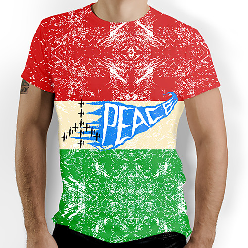 

Men's Graphic Letter Print T-shirt Basic Daily Green