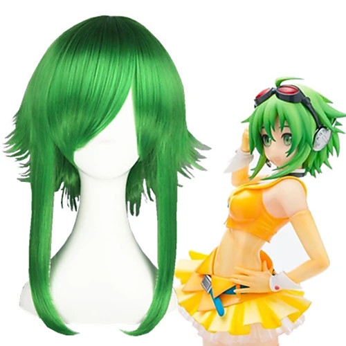 

Cosplay Wig Gumi 049A Vocaloid Curly Cosplay Layered Haircut With Bangs Wig Long Green Synthetic Hair 22 inch Women's Anime Cosplay Cool Green