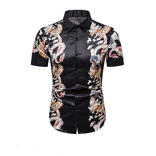 

Men's Animal Print Shirt Sexy Street chic Daily Going out White / Black