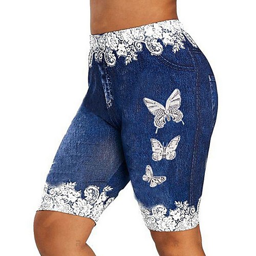 

Women's Basic Shorts Pants - Print Black Blue Purple S / M / L