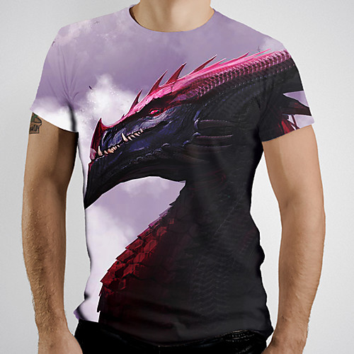 

Men's Graphic Animal Fantastic Beasts Print T-shirt Basic Daily Purple