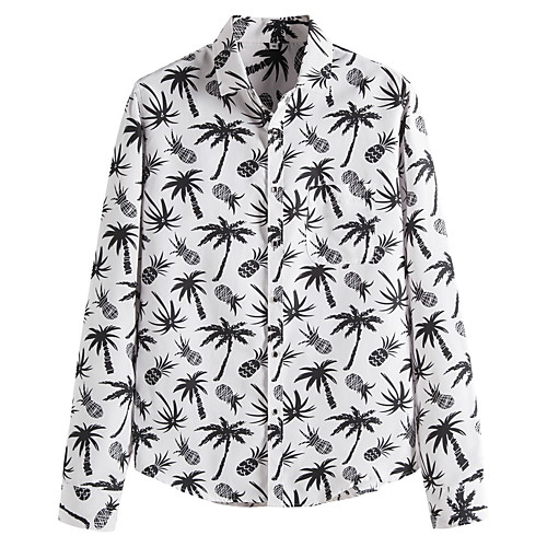 

Men's Floral Tropical Leaf Shirt Hawaiian Going out White