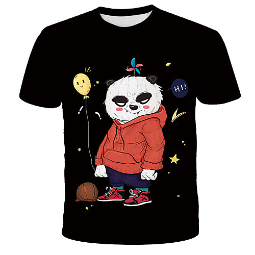 

Men's Graphic Cartoon Panda Print T-shirt Street chic Exaggerated Daily Holiday Rainbow
