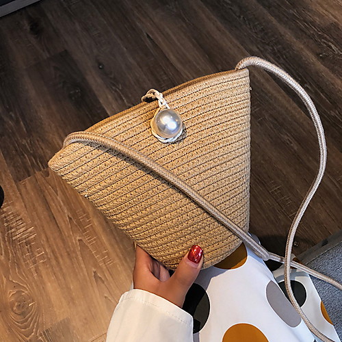 

Women's Straw Crossbody Bag Geometric Pattern White / Khaki