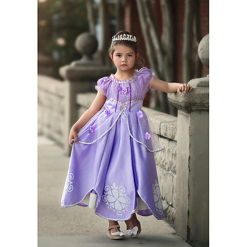 

Sofia Dress Cosplay Costume Flower Girl Dress Kids Girls' A-Line Slip Cartoon Cute Christmas Halloween Children's Day Festival / Holiday Light Purple / Purple (With Accessories) Carnival Costumes