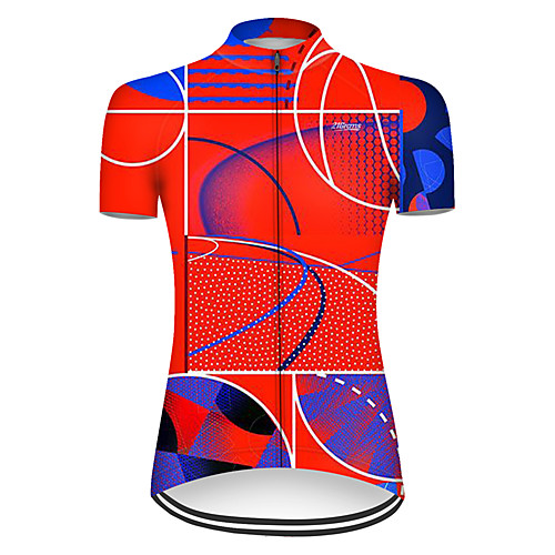 

21Grams Women's Short Sleeve Cycling Jersey Nylon RedBlue Stripes Gradient 3D Bike Jersey Top Mountain Bike MTB Road Bike Cycling Quick Dry Breathable Sports Clothing Apparel / Micro-elastic