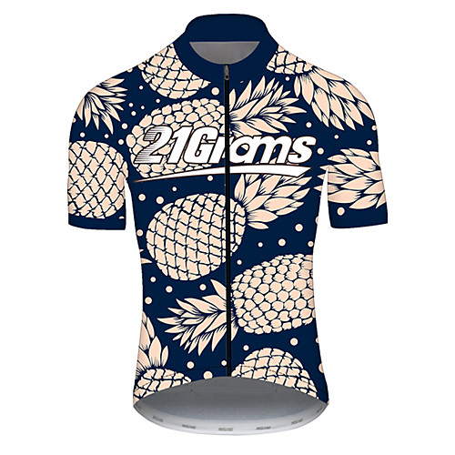 

21Grams Men's Short Sleeve Cycling Jersey Nylon Polyester BlueYellow Floral Botanical Fruit Pineapple Bike Jersey Top Mountain Bike MTB Road Bike Cycling Breathable Quick Dry Ultraviolet Resistant