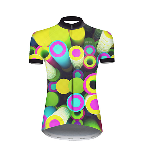 

21Grams Women's Short Sleeve Cycling Jersey Nylon Polyester Green / Yellow Polka Dot 3D Gradient Bike Jersey Top Mountain Bike MTB Road Bike Cycling Breathable Quick Dry Ultraviolet Resistant Sports