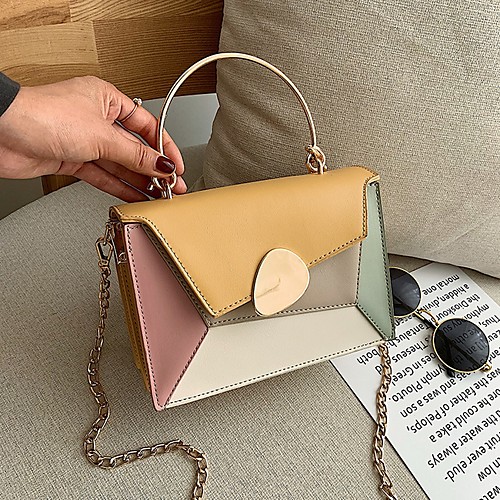 

Women's PU Crossbody Bag Color Block White / Black / Yellow