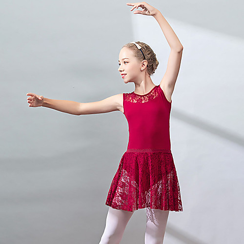 

Ballet Skirts Lace Girls' Training Performance Sleeveless High Spandex Lace